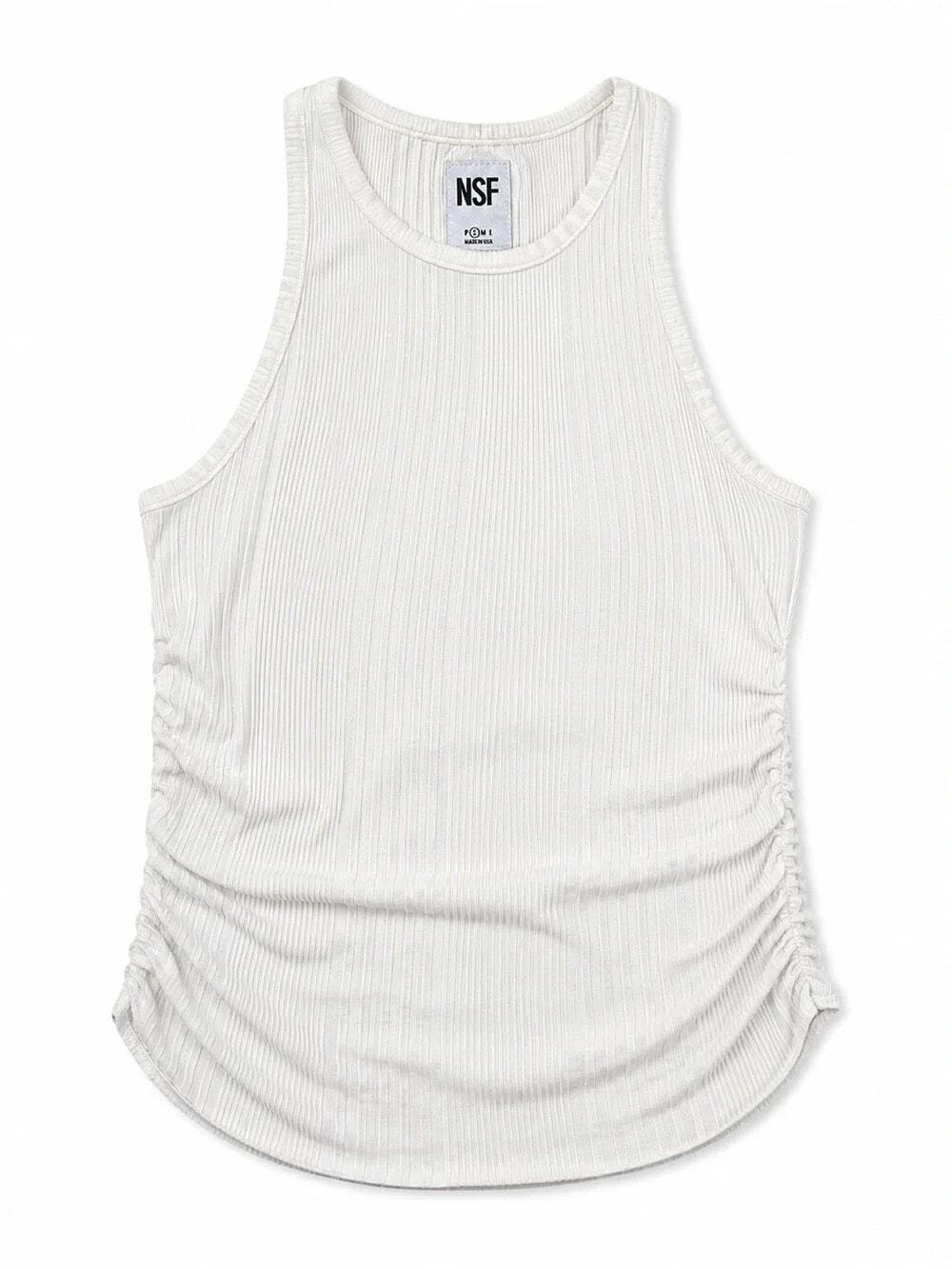 NSF Ribbed Ruched High Neck Cotton Modal Tank Top Size Medium Minimalist Y2K
